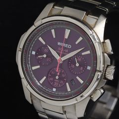 ☆セイコー SEIKO WIRED クロノグラフ ワインレッド×ベルト シルバー 