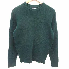 ザラ ZARA Tシャツ カットソー クルーネック ワッフル地 長袖 S 緑 グリーン /YK