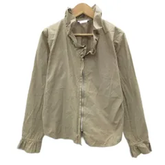 アニエスベー agnes b. ジャケット 上着 薄手 40 L 茶 フリルネック ジップアップ /SY7 ■ECE003