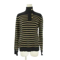 ローレンラルフローレン LAUREN RALPH LAUREN ニット セーター M 黒 ブラック ゴールドラメ ボーダー柄 ハイネック 長袖 /CK41 ■ECE004