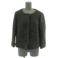 ジュンコシマダ JUNKO SHIMADA ノーカラージャケット 38 グレー ウール 長袖 起毛 8828042308 /GG ■ECE004