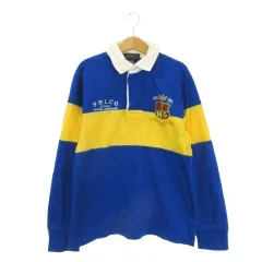ポロ ラルフローレン POLO RALPH LAUREN ラガーシャツ ポロシャツ 子ども服（男の子用） S/P(8) 140 青 ブルー 黄 イエロー 長袖 ボーダー柄 襟付き /AH36 ■ECD001