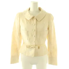 ルネ Rene 花柄刺繍入りシルク混ジャケット ステンカラー ジャガード 34 アイボリー /CX ■GY60