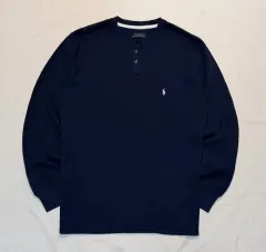 ポロラルフローレン ワッフル サーマル ヘンリーネック ロングスリーブ ネイビー