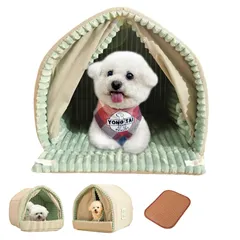 Yongtai犬 ベッド ドーム ペットベッド ドーム型 ペットハウス 犬猫用暖かい 室内用 冬用 ふわふわ 洗える クッション付き 犬用ベッド 犬小屋 屋根付き 猫ハウス 犬 ハウス ペットベッド 犬猫用 快適 保温 寒さ対策 大型犬/中型犬/小型犬 ペットのサムネイル