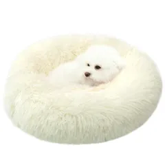 ZurZur 猫 犬 クッション ペットベッド ふわふわ もこもこ ぐっすり眠る 暖かい ドーナツ ラウンド型 可愛い 防寒 寒さ対策 洗える 滑り止め ふかふか猫犬兼用 ソファー 通年 ペット用品