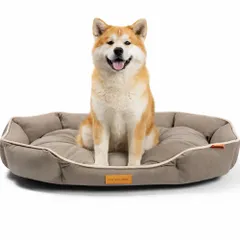 ペットベッド 犬用 丸ごと洗える 一体型 オールシーズン 高反発PP綿 ゆったり設計 防鹿の子調やわらか生地 お手入れ簡単 快適ドッグベッド