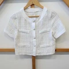 白ツイード半袖クロップドジャケット