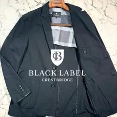 リネン混/裏地チェック柄(L)●ブラックレーベル クレストブリッジ テーラード ジャケット 黒 CRESTBRIDGE コットン 綿 春夏 メンズ