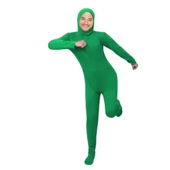[HTPARY] 全身タイツ コスプレ 顔出し 変装 5 色 伸縮性 柔らかい 大きいサイズ 男女兼用 ハロウィーン クリスマス 文化祭 学園祭 忘年会 イベント 演出 (グリーン, L-160cm)のサムネイル