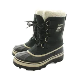 ソレル SOREL カリブー CARIBOU ウィンターブーツ ミドル丈 レースアップ スエード ウォータープルーフ US7 24cm 黒 ブラック NL1005-011 /KU