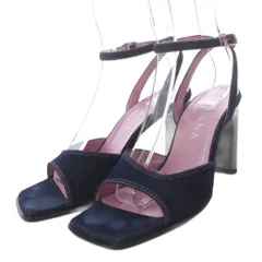 ダイアナ DIANA サンダル ハイヒール スクエアトゥ デニム ストラップ 24cm ネイビー /YO9