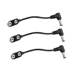 YINKE エフェクター 電源供給用 バッテリースナップ アダプター用ジャック変換 15CM ９Ｖ電池⇔ＡＣ 電池コネクタ (３個セット) Ｉタイプ