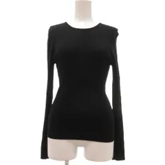 ユナイテッドアローズ UNITED ARROWS 美品 ニット セーター 絹 シルク ウール 黒 ブラック リブ編み クルーネック 長袖 /NL ■ECF003