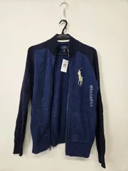 未使用 ポロラルフローレン POLO RALPH LAUREN ジップニット ビッグポニー レディースL メンズM ネイビー