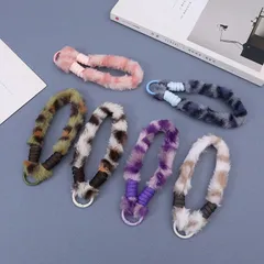 ふわふわレオパード柄 ハンドストラップ（ホルダー付） 008