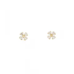 K18YG フラワー ダイヤモンド ピアス 0.10CT