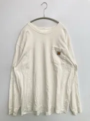 Carhartt カーハート Tシャツ/カットソー L ホワイト 無地 ワンポイント ブランドロゴ ミドル丈 長袖 クルーネック(丸首)