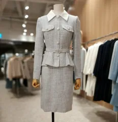 LINE-EDITION ペプラム ツイード ONE PIECE