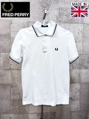 英国製 フレッドペリー M12N 鹿の子 ポロシャツ ライン 36 ホワイト FRED PERRY イングランド製 モッズ
