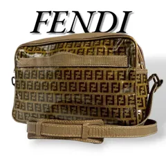 FENDI　フェンディ　ショルダーバッグ　美品　PVC　エナメル　ズッカ柄　ズッキーノ柄　FFロゴ　ブラック　ブラウン　ヴィンテージ　496