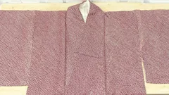 【KM369】着物 小紋 絞り 赤紫 裄63 身丈160　和装 和服 カジュアル 伝統 古着 リメイク 素材のサムネイル