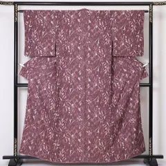 小紋 袷 身丈160cm 裄丈62cm 正絹 Aランク Lサイズ 広衿 インフォーマル 花柄 くすんだピンク系 RP 1221-01944