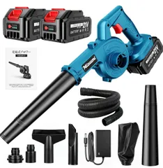2026新登場 ブロワー 洗車 ブロアー 充電式 強力 コードレス 送風と集じん1台2役 マキタ18Vバッテリー対応可能 4000mAh大容量バッテリー2個付属 手持ち式 軽量 エアブロワー 小型 庭掃除 枯葉掃除機 除雪作業 充電器付き  (ブルー)