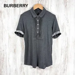 BURBERRY LONDON バーバリーロンドン ホースロゴ刺繡 ノバチェック フロントプリーツ レーヨン ポロシャツ グレー レディース 半袖 トップス