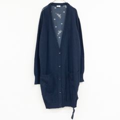 MARELLA マレーラ ロングカーディガン ワンピース 異素材切り替え ドローコード レーヨン ナイロン ネイビー レディース M b01074 MARELLA マレーラ ロングカーディガン ワンピース 異素材切り替え