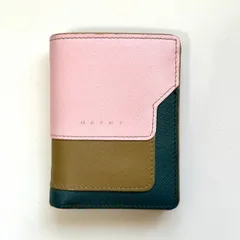 マルニ　MARNI 二つ折り財布　コンパクトウォレット　ピンク×カーキ×ダークグリーン