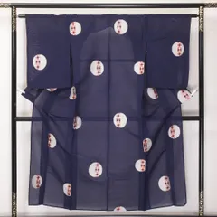 小紋 夏物 紗 身丈154cm 裄丈62cm 正絹 Cランク Sサイズ 広衿 インフォーマル 織り出し 創作柄 紫系 RP 1221-02164