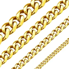 [ChainsHouse] ネックレス メンズ チェーンのみ サージカルステンレス 喜平 ゴールド k18 金属アレルギー 51cm 3mm アクセサリー 1