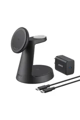 新品 Anker MagGo Wireless Charging Station (3-in-1 Dock Stand) マグネット式 3-in-1 ワイヤレス充電ステーションワイヤレス出力/Apple Watchホルダー付 ブラック