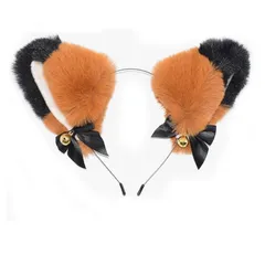 新品 [HAPVITAL] 猫耳 カチューシャ 鈴付き コスプレ かわいい 髪飾り 黒 白 小物 大人 耳型カチューシャ ダンス衣装 可愛い イベント衣装 ハロウィン クリスマス ふわふわ耳 コスチューム 仮装 蝶結び ハロウィン 文化祭 (黄みがかった黒)