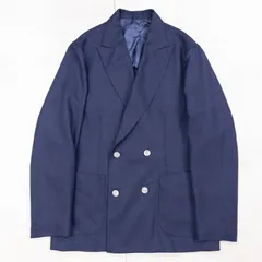 BARBA NAPOLI バルバ ナポリ テーラードジャケット アンコン ダブルブレスト ホップサック ウール ネイビー 紺 メンズ 50 b00912のサムネイル