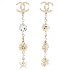 シャネル ココマーク ロング ピアス ストーン パール フラワー 星 Aランク ch6060sr