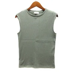 B&Y ユナイテッドアローズ BEAUTY&YOUTH ビューティー&ユース ワイドリブ ノースリーブ カットソー ライム 日本製 1617-226-5549