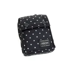 【中古】ポーター PORTER BLACK BEAUTY ナイロン 星柄 マルチポーチ ブラックxホワイト【WxH13xD4】【ユニセックス】