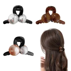 新品 Coollooda 3個セット ヘアクリップ ミニ  おしゃれ ハーフアップ かみどめ おしゃれ ヘアピン アクセント ヘアクリ髪飾り バレッタ 小さめパール付き髪留め レディースヘアアクセサリー 3色選べる 可愛い スタイルに サイズ約4.5cm