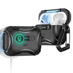 ESR AirPods Pro2 ケース MagSafe対応 AirPods Pro 第2世代/第1世代 (2023/2022/2019)共通 (USB-C/Lightningケーブル対応)、強力な落下防止、磁気付き蓋、Cyberシリーズ、チタニ美品　おすすめ