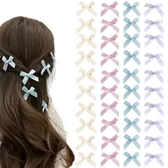 新品 YFFSFDC リボン 髪飾り 可愛ヘアクリップ ミニ 蝶結 小さめ リボンクリップ 髪留め レディース 結婚式 入学式 卒業式 成人式 誕生日 4色 40個セット