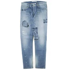 新品 e JEANS イージーンズ 日本製 SLIM 岡山児島 ダメージ＆リペアパッチ ストレッチスリムデニムパンツ 171200901 0 majorelle blue ジップフライ ジーンズ 定価38,500円 ボトムス g17393