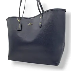 【美品】コーチ COACH シティ トートバッグ ショルダーバッグ 肩掛け ワンショルダー A4収納可 大容量 レザー 本革 クロスグレインレザー ネイビー 紺 ミッドナイト ゴールド金具 通勤 通学 ビジネス レディース 鞄 カバン E5