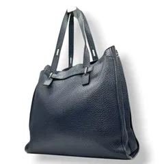 【良品】フルラ FURLA トートバッグ ジョーヴェ レザー 本革 ブルー ネイビー 紺 シボ革 A4サイズ収納可 肩掛け可 自立可 ビジネス 通勤 通学 カジュアル デイリー 大容量 レディース 上品 エレガント シンプル ロゴ 刻印 シルバー金具 鞄 s3