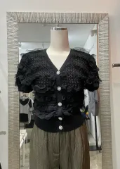 EGOIST ブラック フリル ニット カーディガン