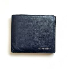 現行 極美品 BURBERRY バーバリー ロゴ刻印レザー 二つ折り折り財布