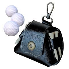 [Brand New] TERUI Lifestyle Golf Ball Case, 3-Ball Pouch, Belt Attachment, Carabiner Included, Magnetic Closure, Tee Storage, PU Leather, 0