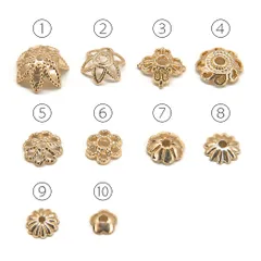 1469 14KGF高質！花座 座金 金具 透かし ビーズキャップ 10個