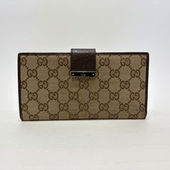 GUCCI GGキャンバス 二つ折り長財布 ブラウン - メルカリ